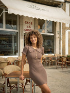 Gabrielle Gebreide Mini Jurk Oversized Kraag