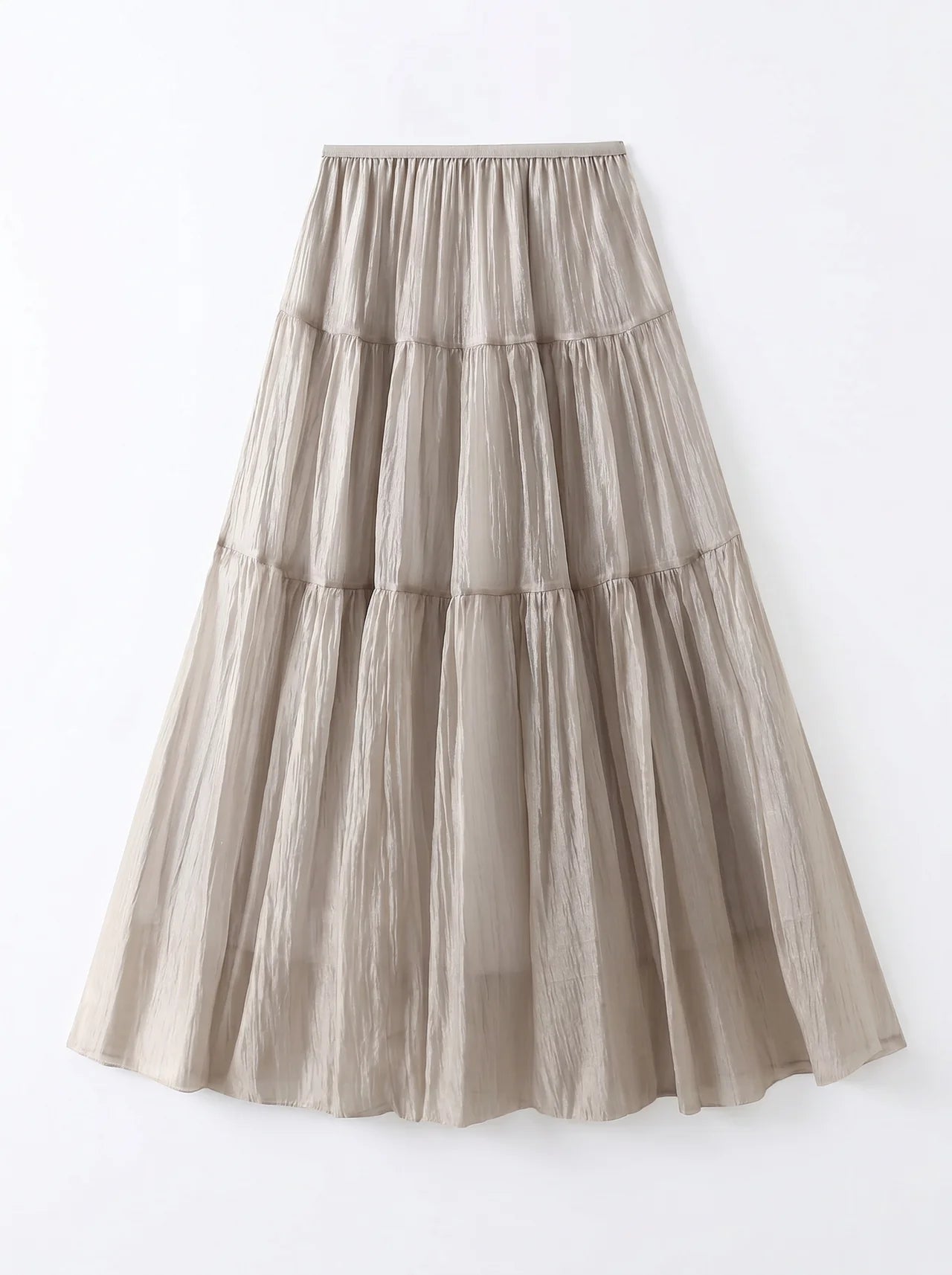 Florentine Gelaagde Maxi Rok met Elastische Taille