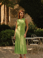 Yolande Gebreide Maxi Jurk met Knoopsluiting