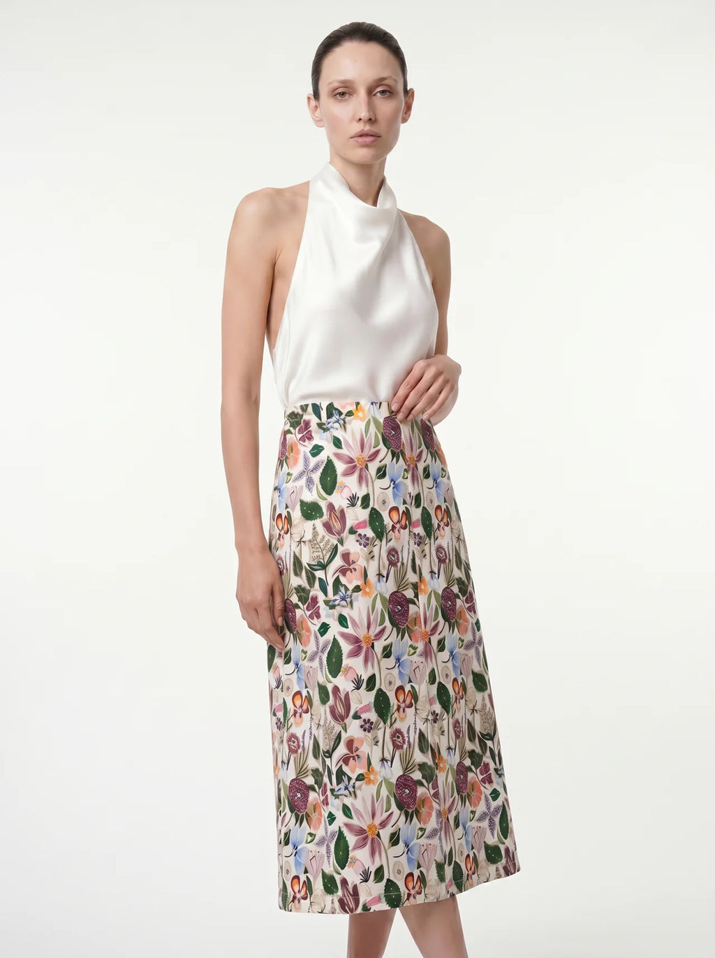 Jourdain Midi Rok met Bloemenprint en Hoge Taille
