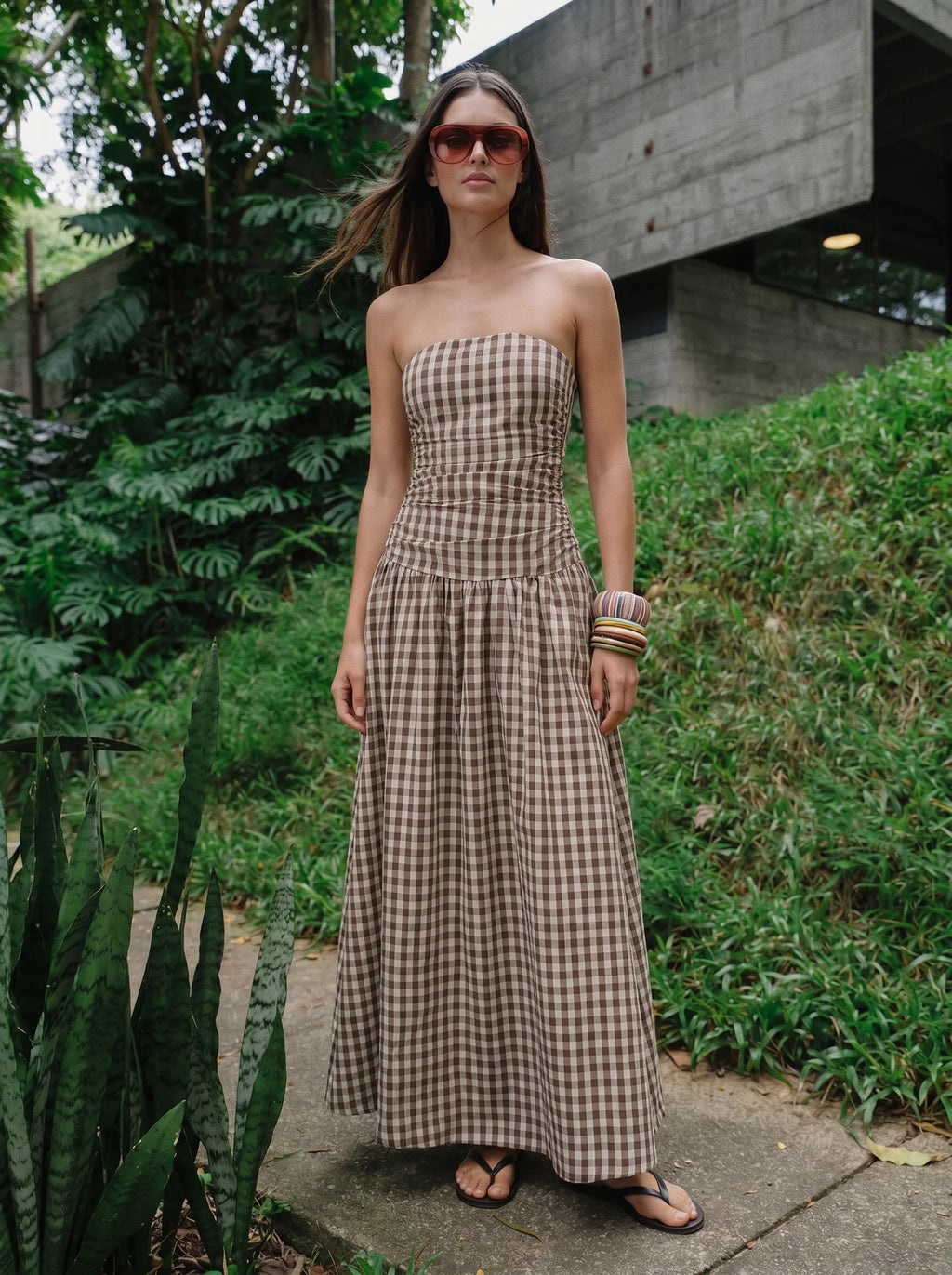 Clémence Bandeau Maxi Jurk met Wijde Rok