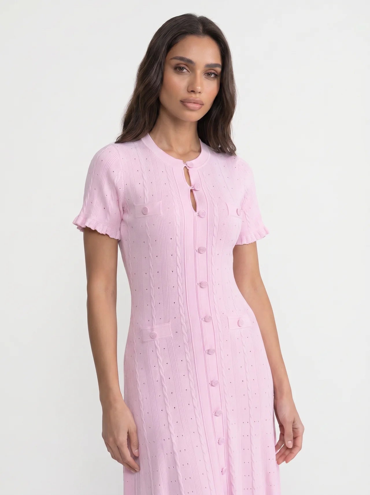Marielle Midi Jurk met Knoopsluiting