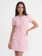 Charlotte Tweed Mini Jurk Franje Afwerking