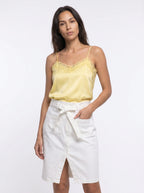 Palatine Witte Jeansrok met Strikband en Split