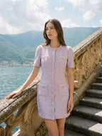Hyacinthe Tweed Mini Jurk Kristallen Halsrand Pailletten