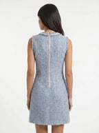 Cassandre Tweed Mini Jurk met Parelknopen