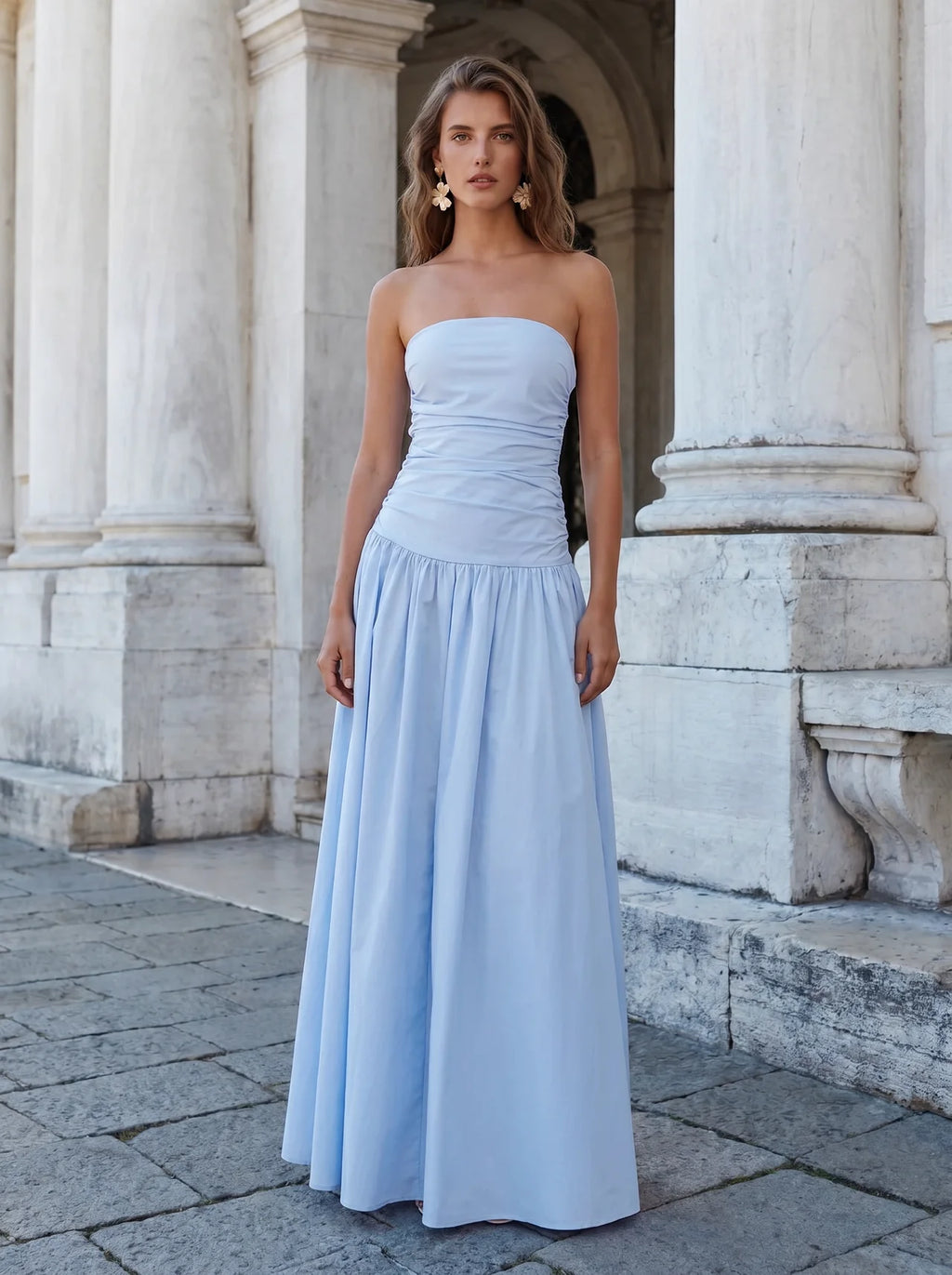Clémence Bandeau Maxi Jurk met Wijde Rok
