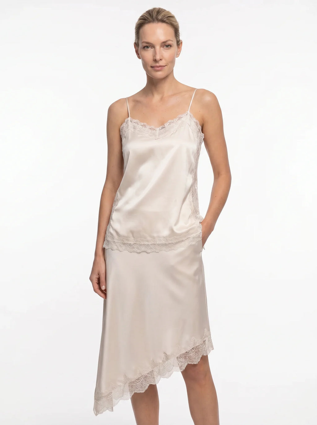 Renée Satijnen Midi Rok Asymmetrisch Kant