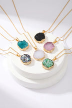Soleil Gouden Ketting met Ronde Hars Hanger