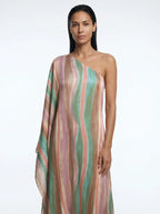 Coralie One Shoulder Maxi Jurk Streepprint