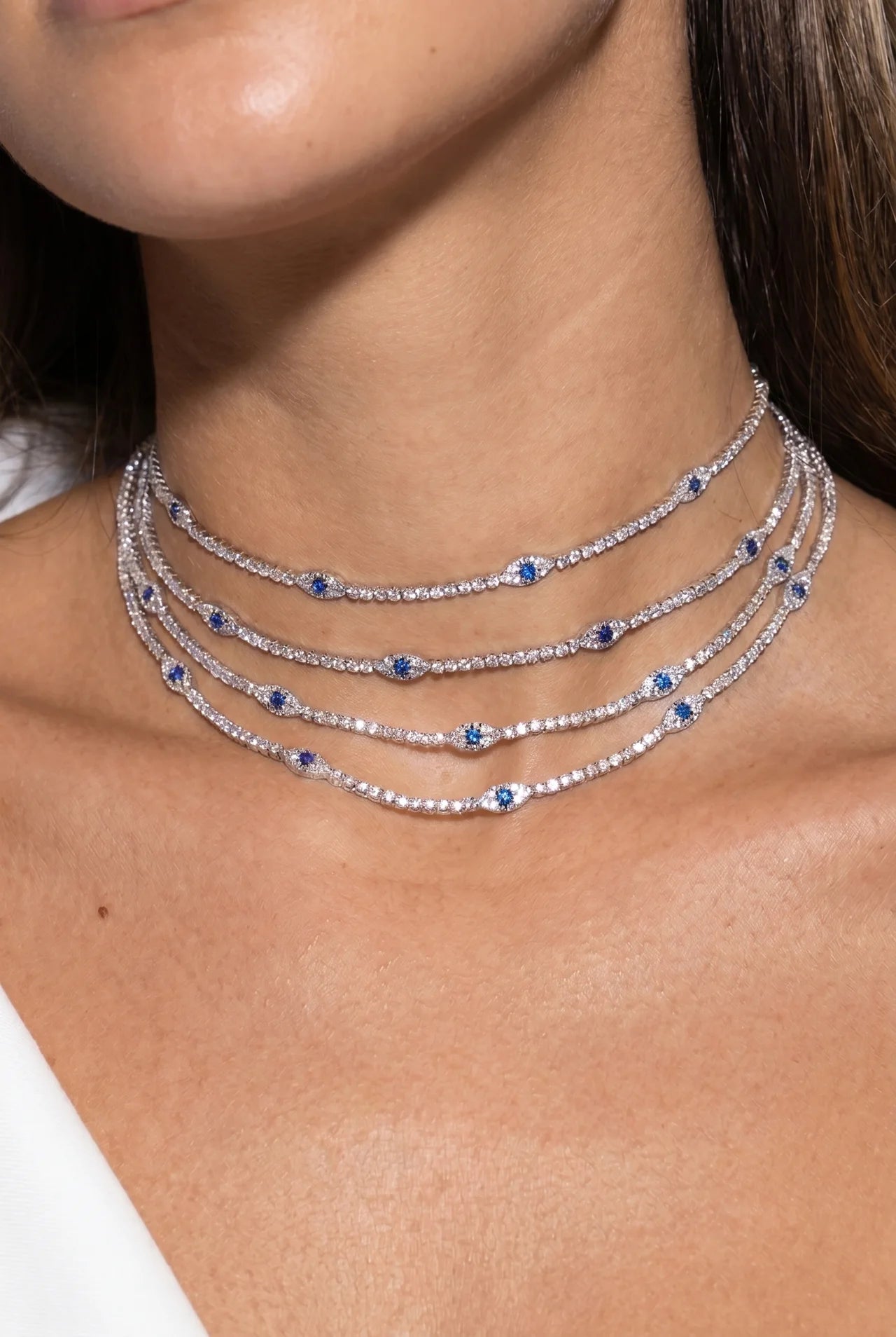 Mila Tennis Ketting met Evil Eye en Zirkonia