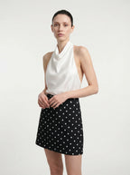 Isabeau Mini Rok met Stippenprint en Hoge Taille