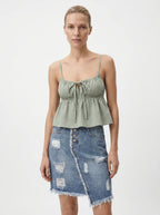 Querelle Destroyed Jeansrok met Knoopsluiting en Gerafelde Zoom