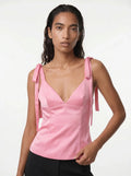 Adrienne Satijnen Camisole Top met Strikbandjes